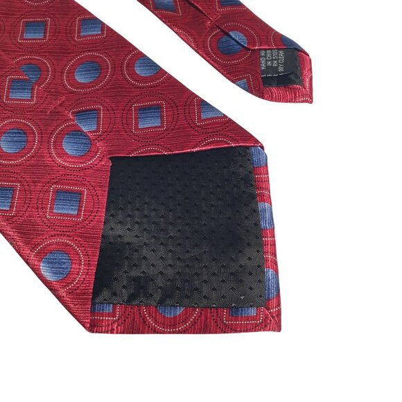 Stafford Red Blue Necktie Men Geometric Silk Power Long Tie Office Core Dad Gift - Picture 4 of 5